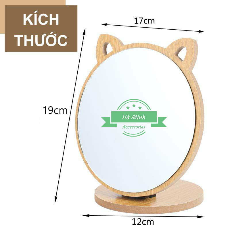 Gương tai mèo gỗ phong cách hàn quốc