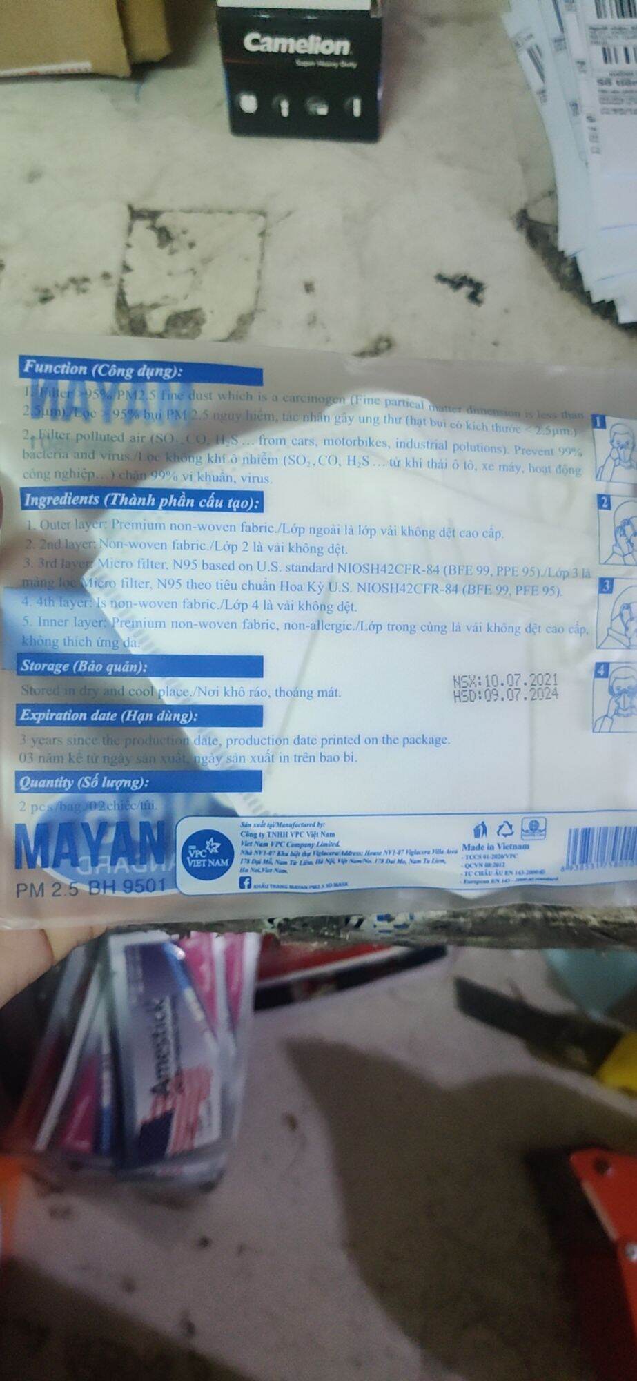 Khẩu trang N95 MAYAN 5 Lớp (10 cái)