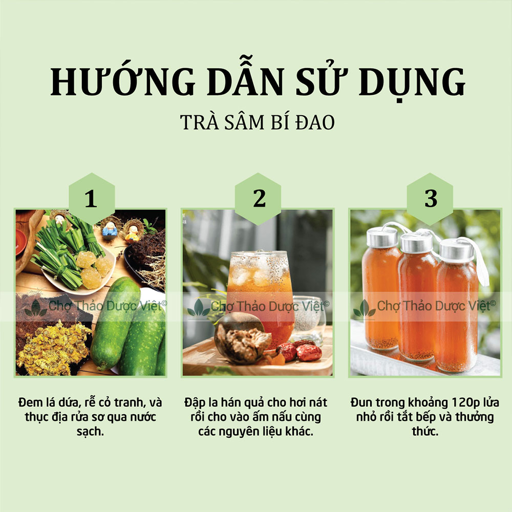 Trà sâm bí đao hạt chia, set nấu 5-7 lít nước, trà bí đao giải khát, thanh lọc cơ thể - Thảo Dược Việt
