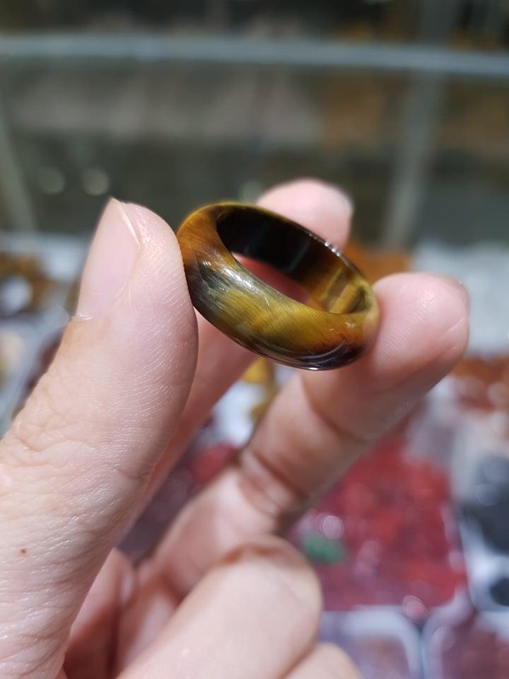 Nhẫn Nam Đá Mắt Hổ Vàng Nâu