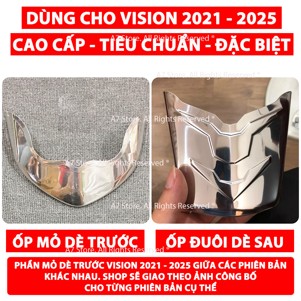 Bộ Ốp Mỏ & Đuôi Dè VISION 2021 - 2025 Inox VT20