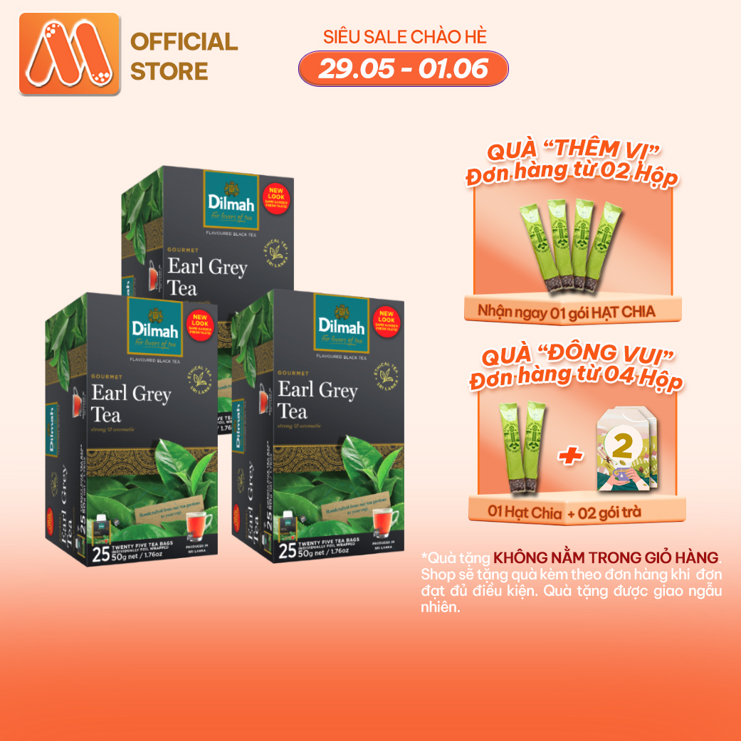 Combo 3 hộp Trà Dilmah Vị Bá Tước - Earl Grey 50g