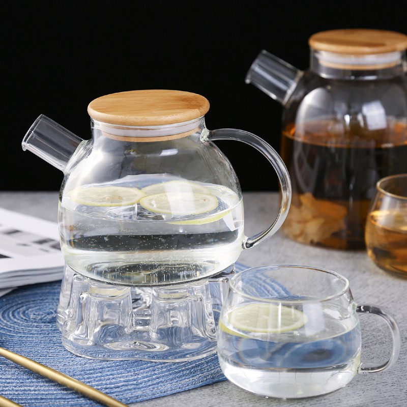 Bình đựng trà thủy tinh nhỏ gọn 700ml nắp gỗ