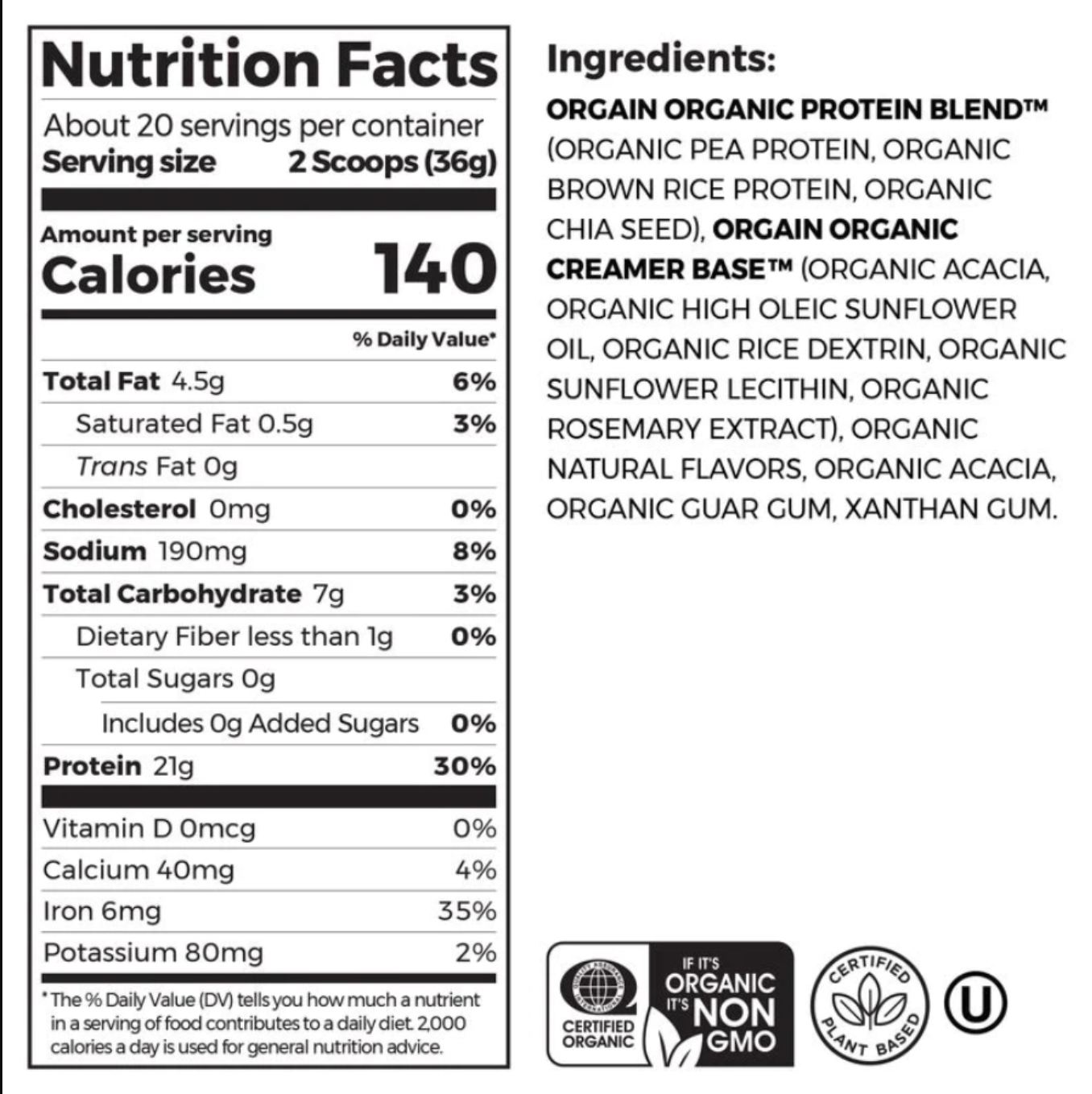 Protein hữu cơ Orgain Organic Protein chính hãng