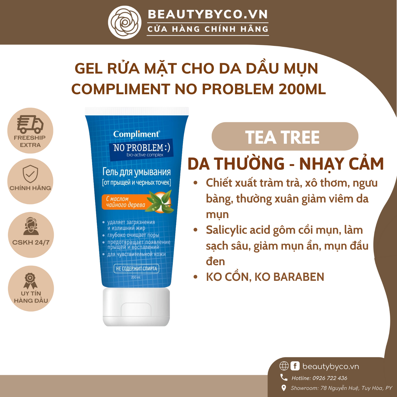 Sữa rửa mặt Compliment No Problem Salicylic acid 3in1 200ml