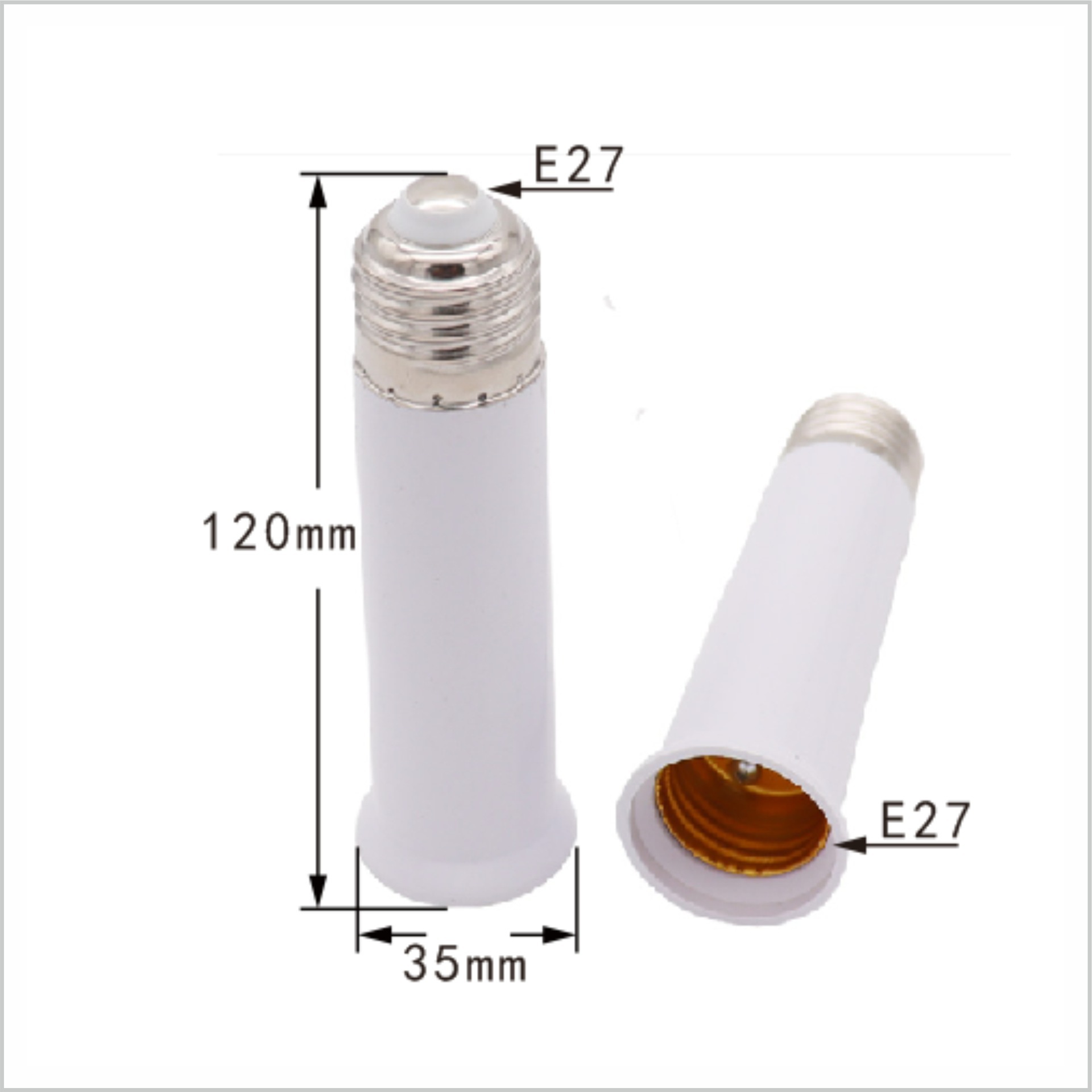 Đầu nối dài đui xoáy E27 M3 - Dài 120mm