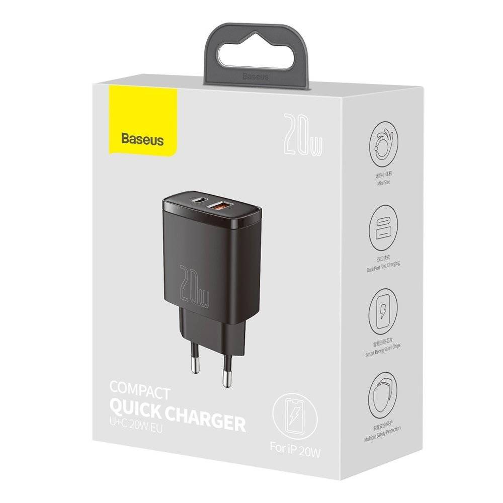 Củ sạc nhanh 20w baseus compact quick charger usb + type c , 20w pd/qc 3.0