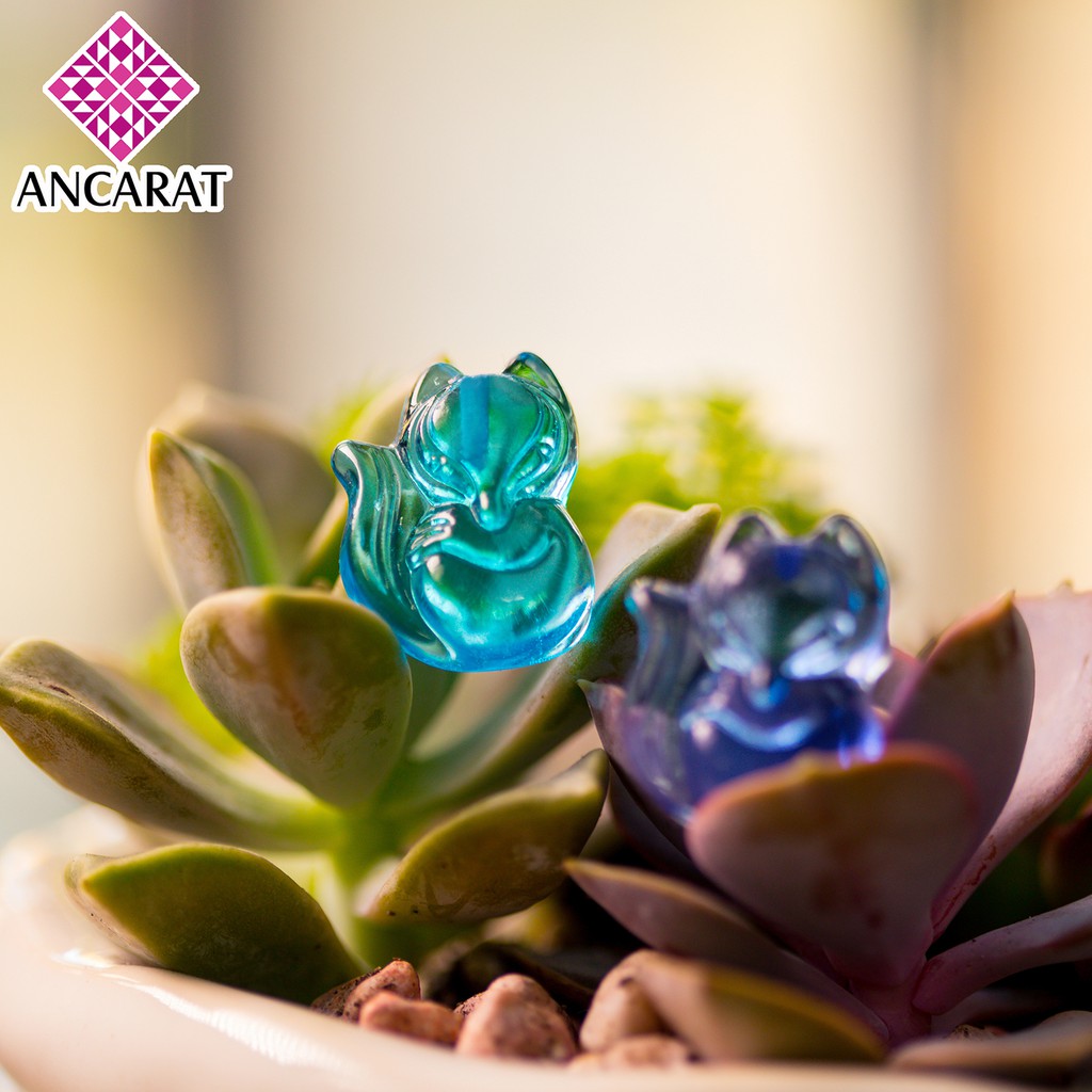ANCARAT - Mặt dây Hồ ly đá phong thủy (Xanh dương - Mệnh Thủy)