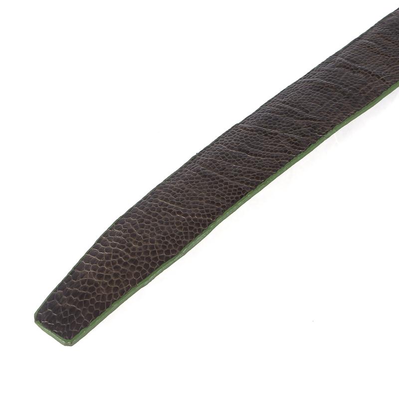 Dây thắt lưng nữ da đà điểu da trơn màu xanh rêu HK5419