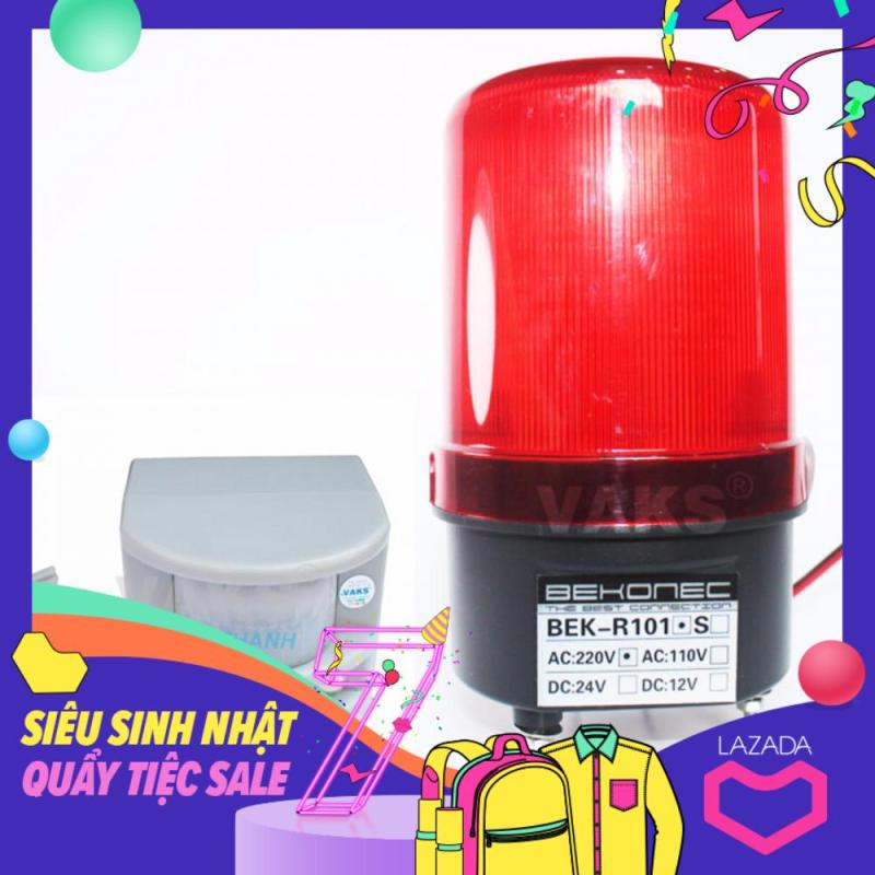 Bộ chống trộm cảm biến hồng ngoại HT1A + Đèn quay tín hiệu không còi BEKR-R101 (màu đỏ)