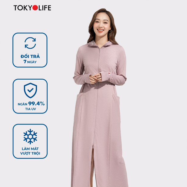 Áo chống nắng nữ chống tia uv sunstop x dáng dài thoáng mát tokyolife f9uvc021k/f9uvc021m