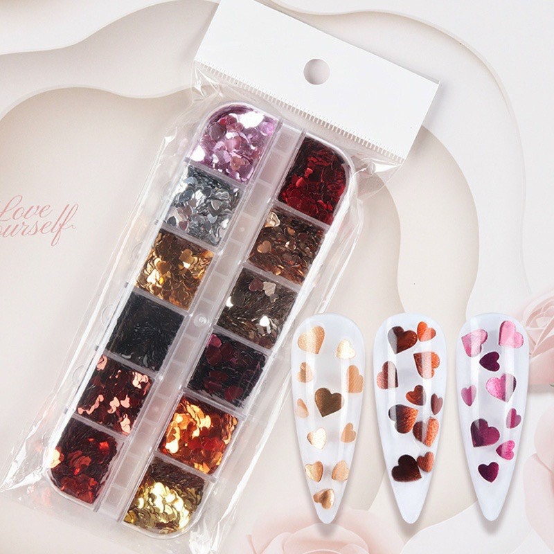 Phụ kiện trang trí trái tim móng tay nail