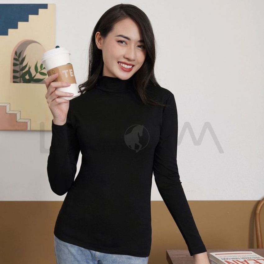 Áo giữ nhiệt nữ cổ 3p laroma khử mùi, thơm mát, co giãn tốt, habi88