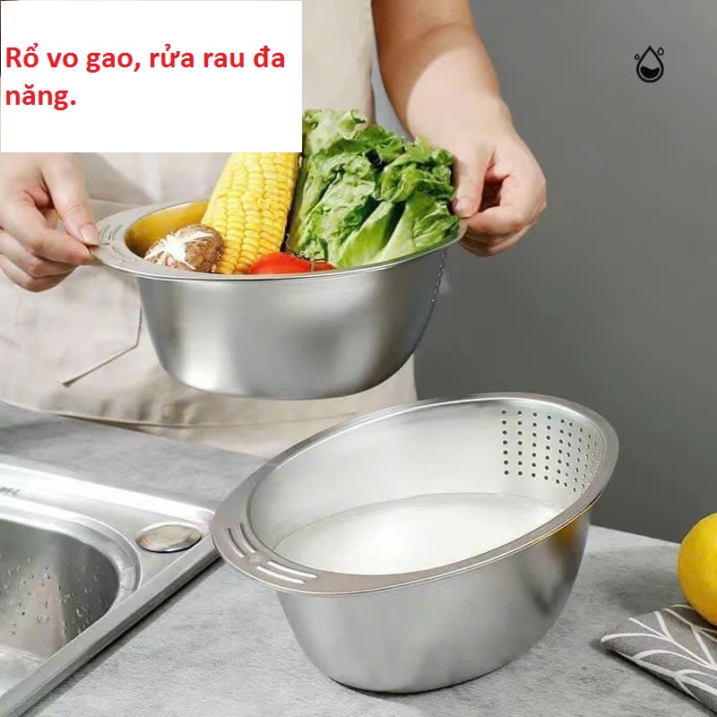 Rổ innox vo gạo, rửa rau đa năng, tiện lợi...