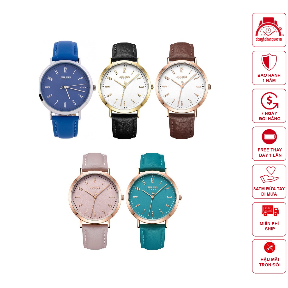 Đồng Hồ Nữ Julius Hàn Quốc Dây da JA-1017