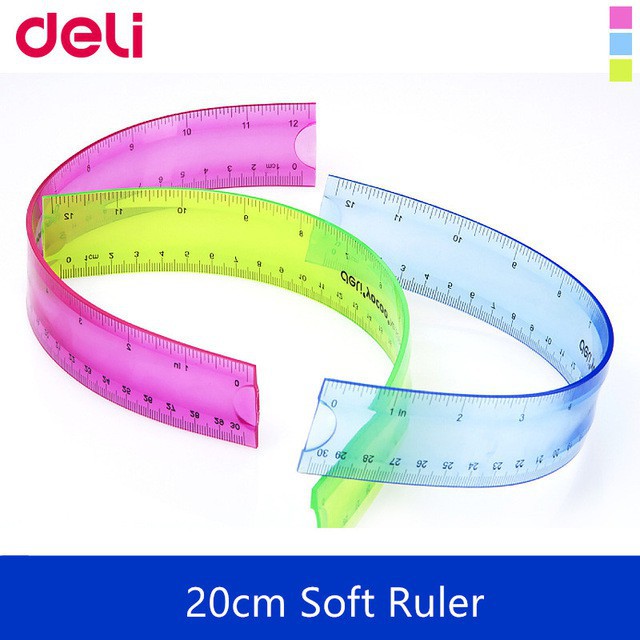 Thước kẻ 20cm Deli E6208 nhựa dẻo