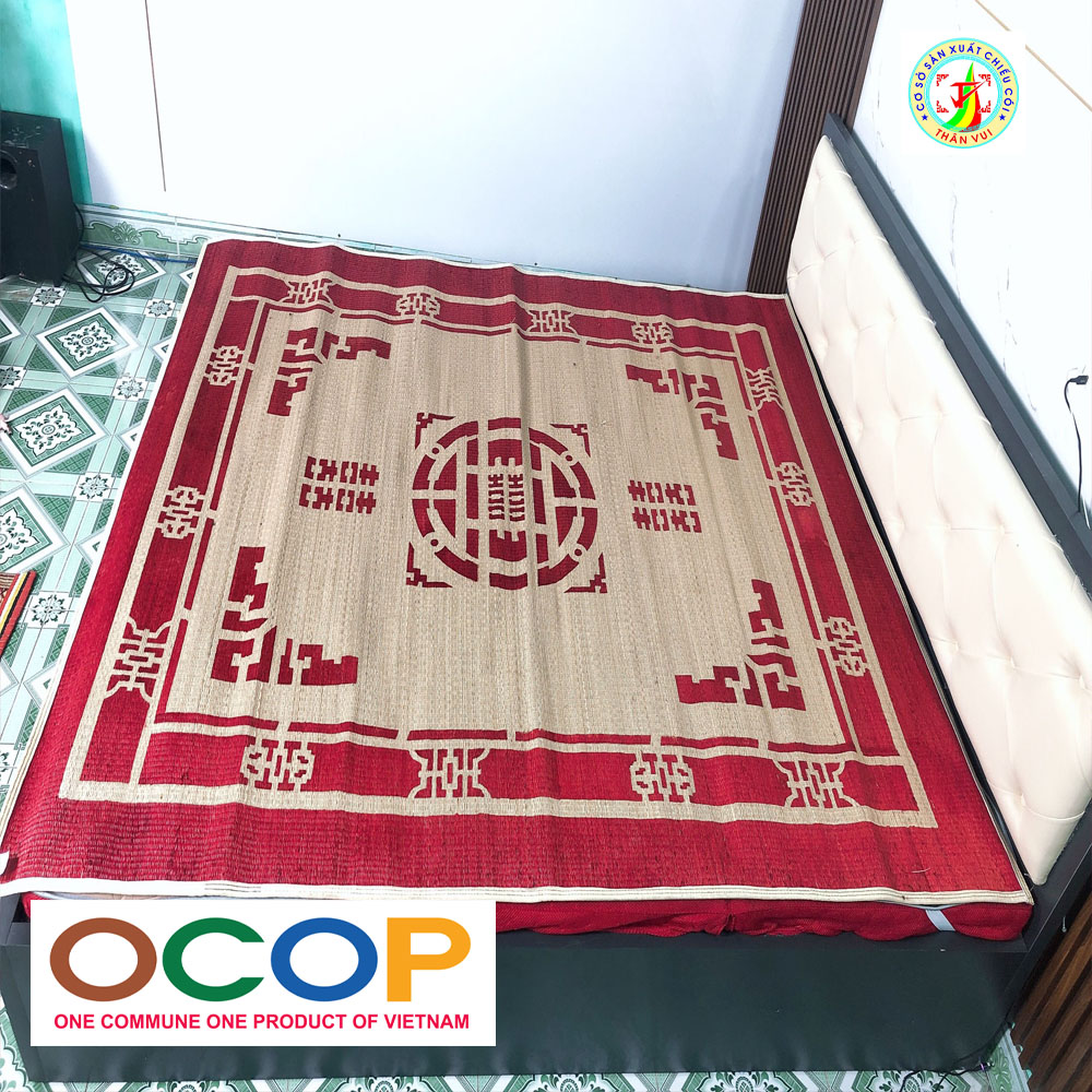 Chiếu Cói In Gấm - Chiếu Cói Thái Bình In Gấm Kích Thước 1m8x2m