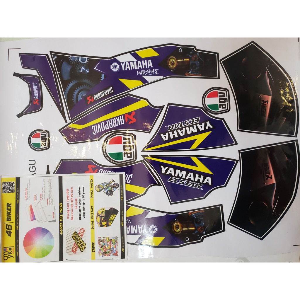 Bộ tem decal dán nón Fullface Agu Yamaha xanh