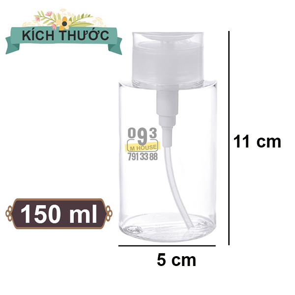 Chai Lọ Chiết Mỹ Phẩm Toner Có Nút Nhấn Lọ Chiết Tẩy Trang BHA 150ml