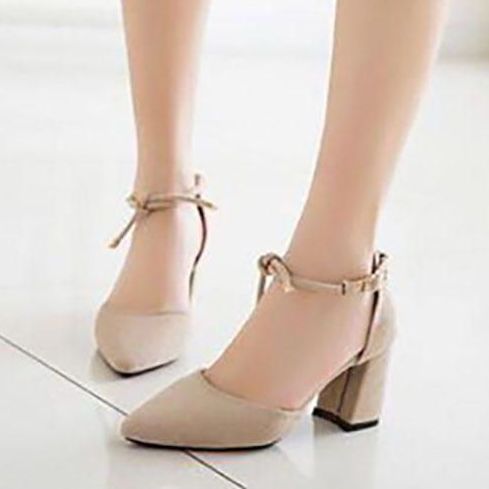Giày nữ cao gót vuông 7p thắt nơ chuông BM02