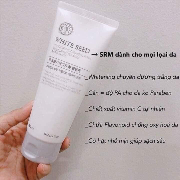 Sữa rửa mặt white seed the face shop 150ml dưỡng trắng da chính hãng hàn quốc