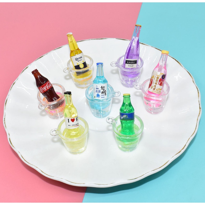Mô hình xô đá ướp lạnh mini trang trí nhà Dollhouse, decor nhà búp bê