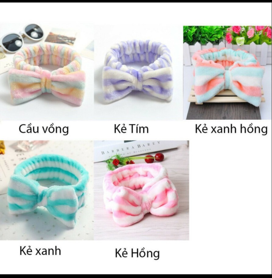 Băng đô nhung cài rửa mặt siêu mềm mịn dễ thương