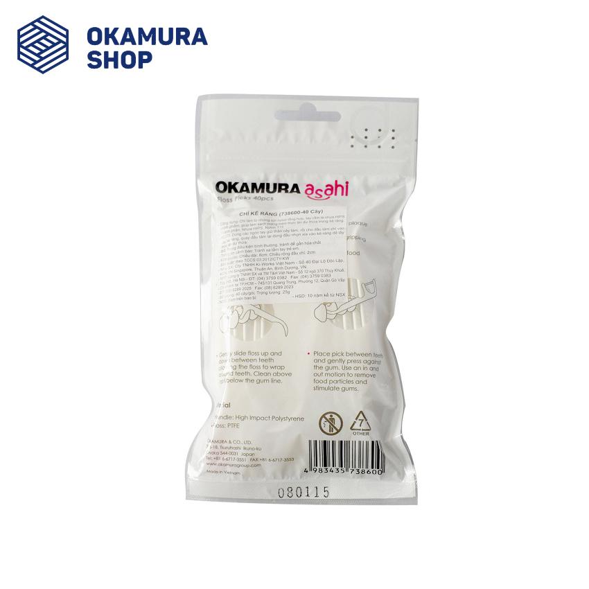 [HCM]Combo 5 Gói Tăm Chỉ Kẽ Răng Asahi Okamura 40P
