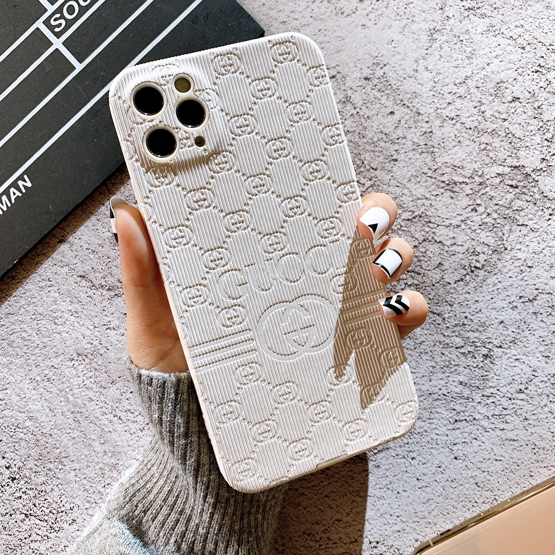 [ IPHONE ] Ốp Lưng Da Dập Nổi Full Viền Bảo Vệ Camera Gucci