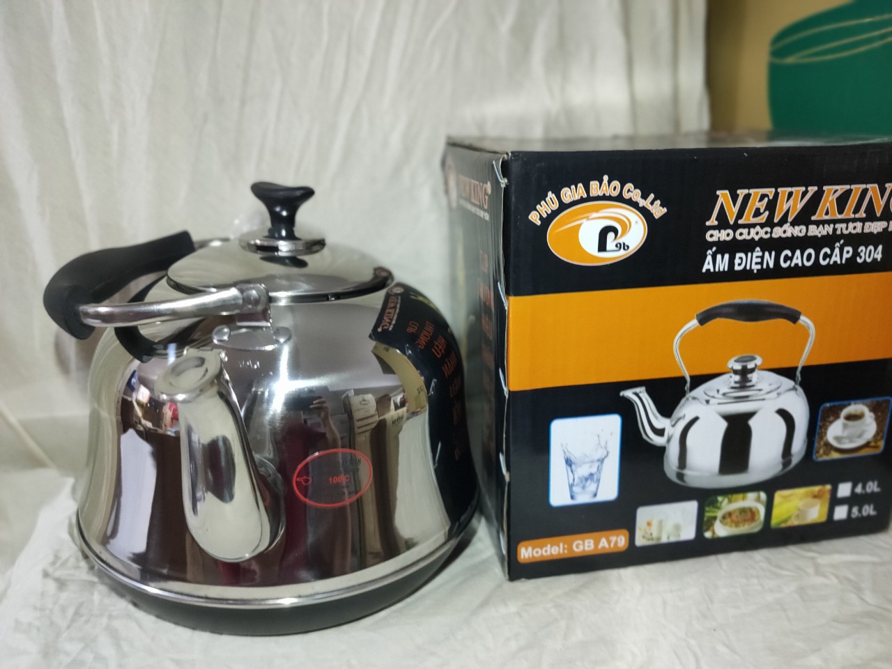 [HCM]ấm điện newking a79  inox 304 cao cấp 5.0lit