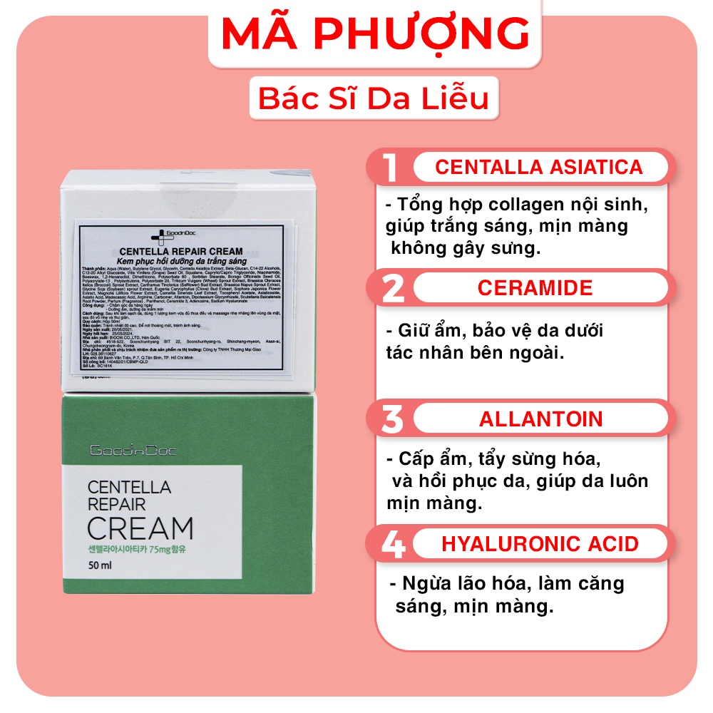Kem dưỡng ẩm phục hồi da CENTELLA GOODNDOC