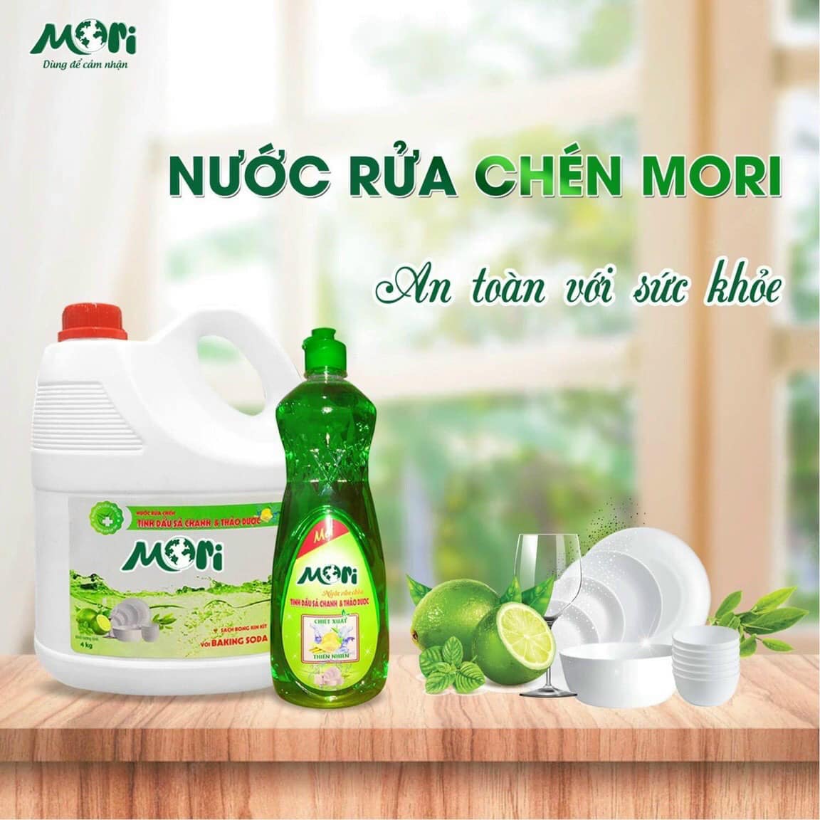 Nước Rửa Chén Tinh Dầu và Thảo Dược Mori Can 4 Lít