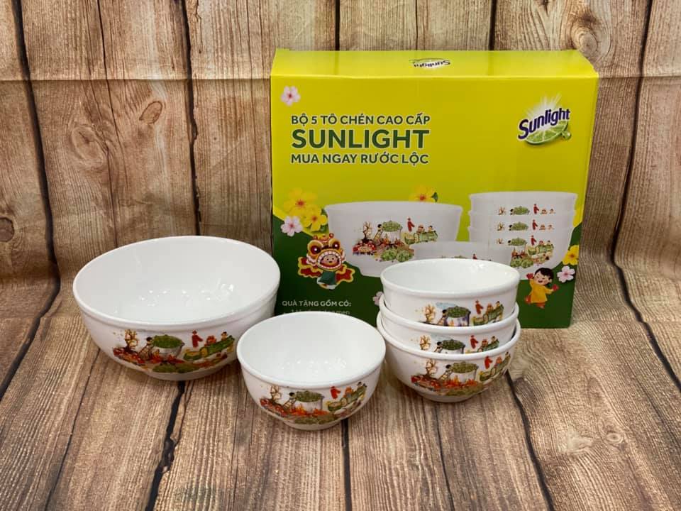 Bộ tô chén sứ tráng men quà Sunlight