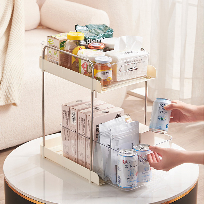 Small trolley multi-layer high-value shelf kitchen bedroom multi-functional mobile sandwich rack snack storage storage rack can be moved