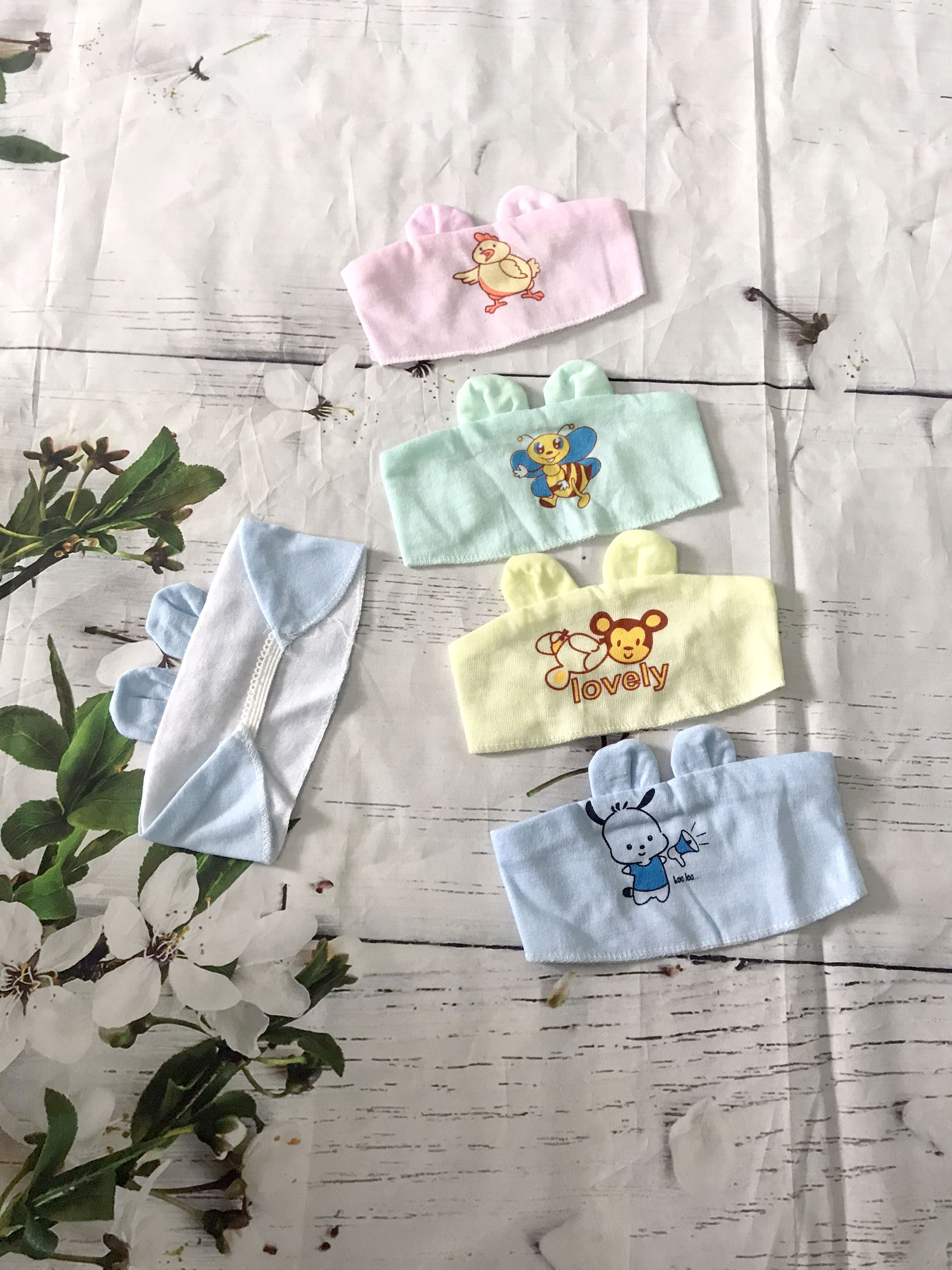 Sét 5 che thóp tai thỏ cho bé sơ sinh