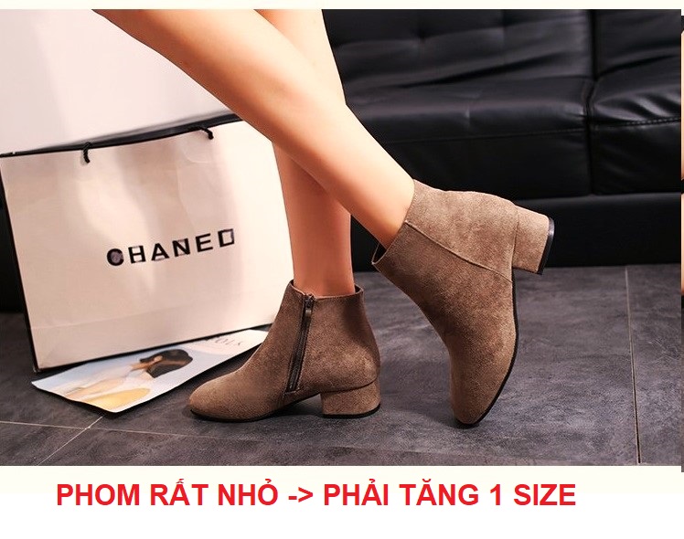 Giày boot ống da lộn đế vuông mũi vuông S128