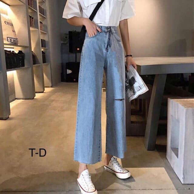 ( ẢNH THẬT) QUẦN BAGGY JEAN, BÒ ỐNG RỘNG RÁCH 1 VẠCH CỰC CHẤT, PHUONGMART