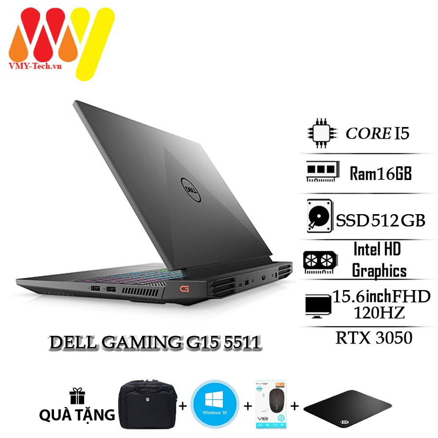 Dell gaming g15 5511 laptop, high-end model, high configuration core i5, 16gb ram, 512gb ssd hard drive, rtx 3050, 15.6 fhd screen, super smooth 120hz scan frequency