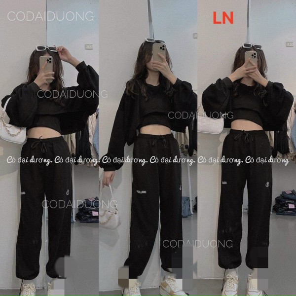 SÉT ÁO CRTOP TAY DÀI+QUẦN BOM CHỮ LN11