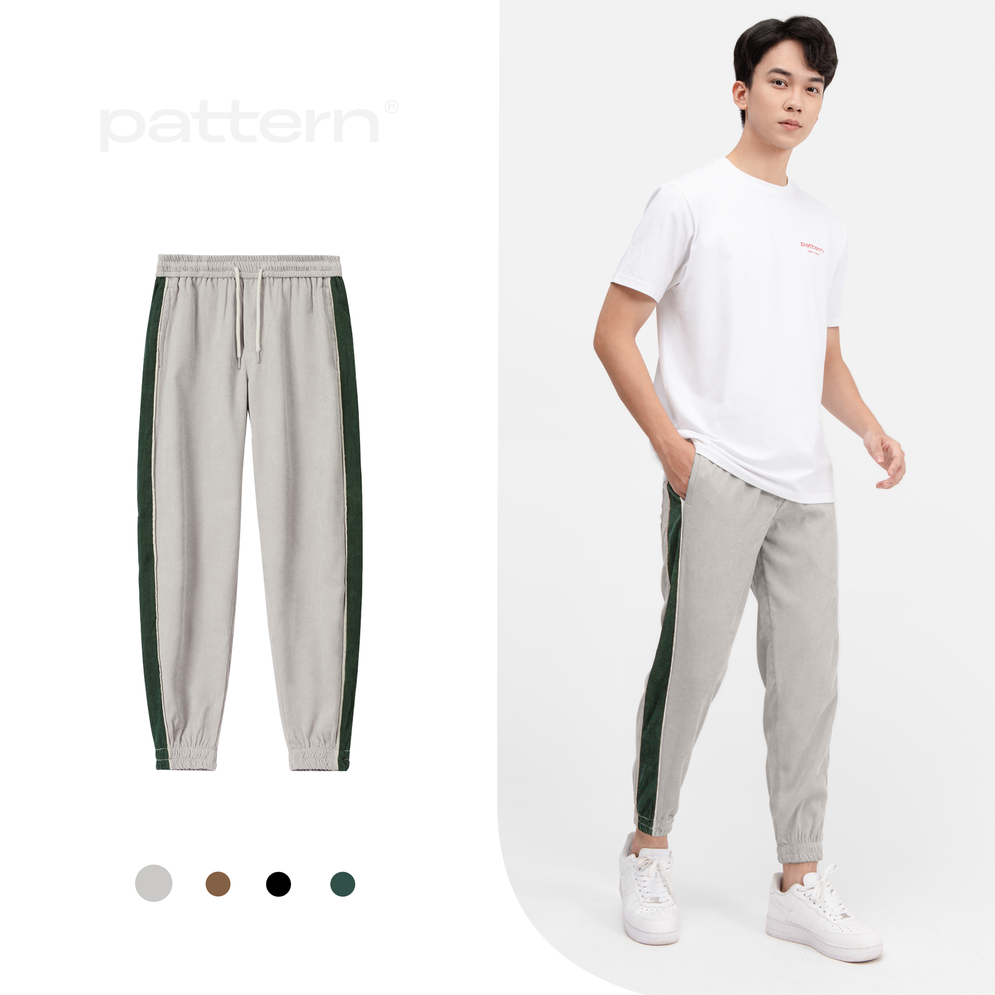 Quần Jogger nhung tăm phối sọc PATTERN PQ014