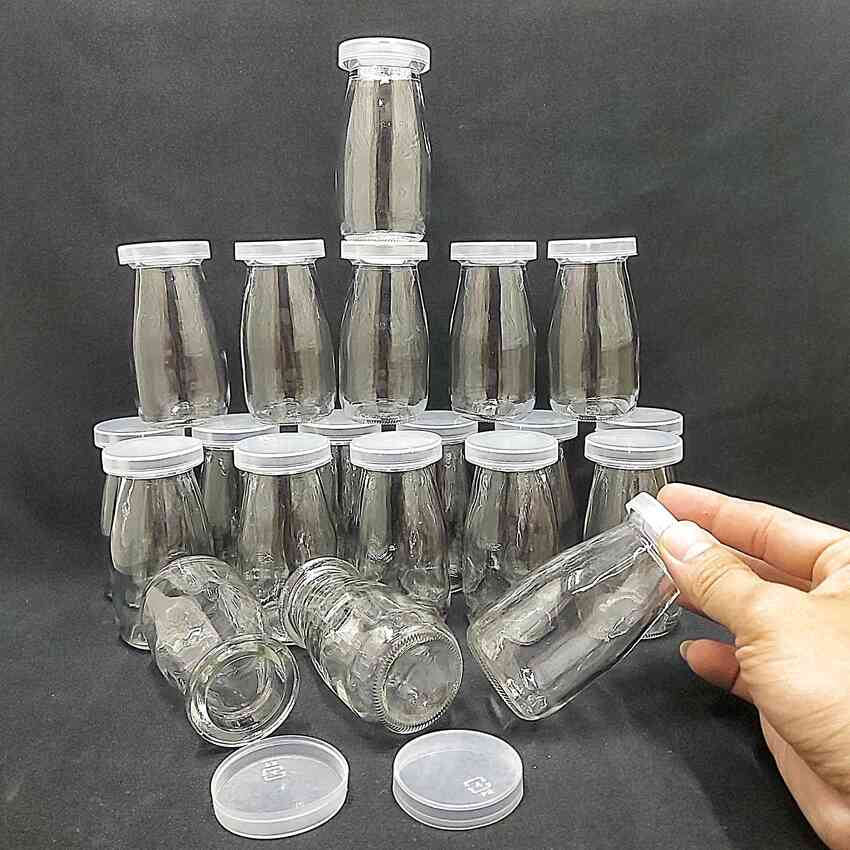 Hũ Làm Sữa Chua Thủy Tinh 100ML (combo 10 cái) trụ tròn cao nắp nhựa – Hũ Pudding 100ML - Hũ Thủy Tinh 100ML - Lọ Thủy Tinh 100ML - Lọ Đựng Sữa Chua