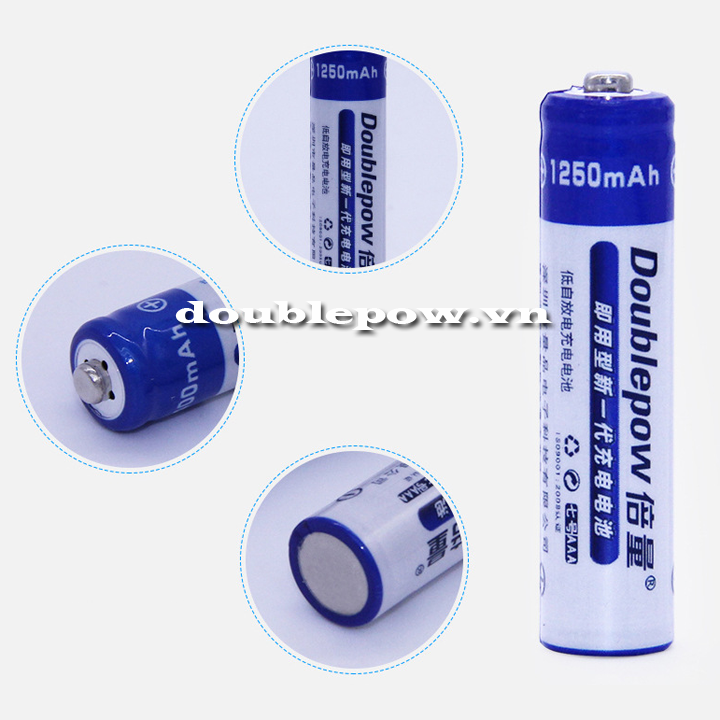Pin đũa sạc Doublepow AAA 1250mAh dung lượng thật