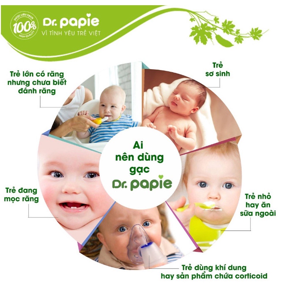 [Date 2026] Gạc Rơ Lưỡi Dr Papie vệ sinh răng miệng cho bé