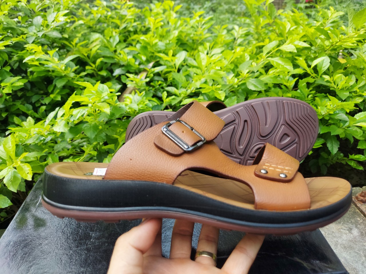 Dép xăng đan da bò mềm đế cao 4cm