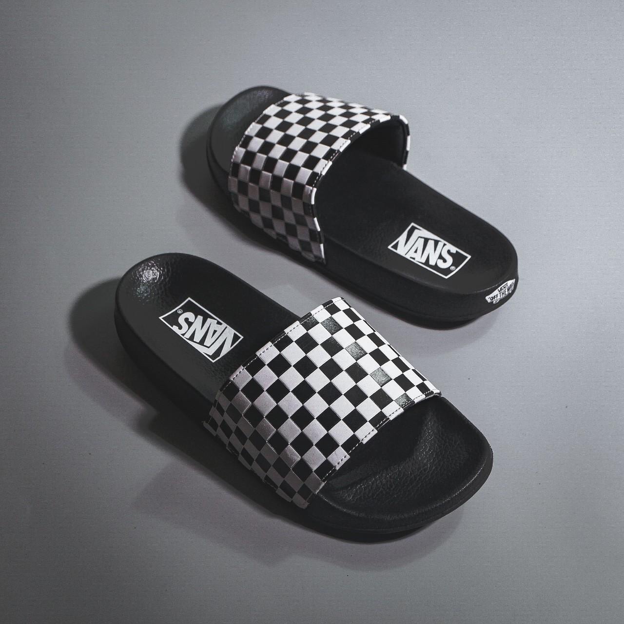 [HCM]Dép vans caro quai ngang [siêu nhẹ và êm] full box