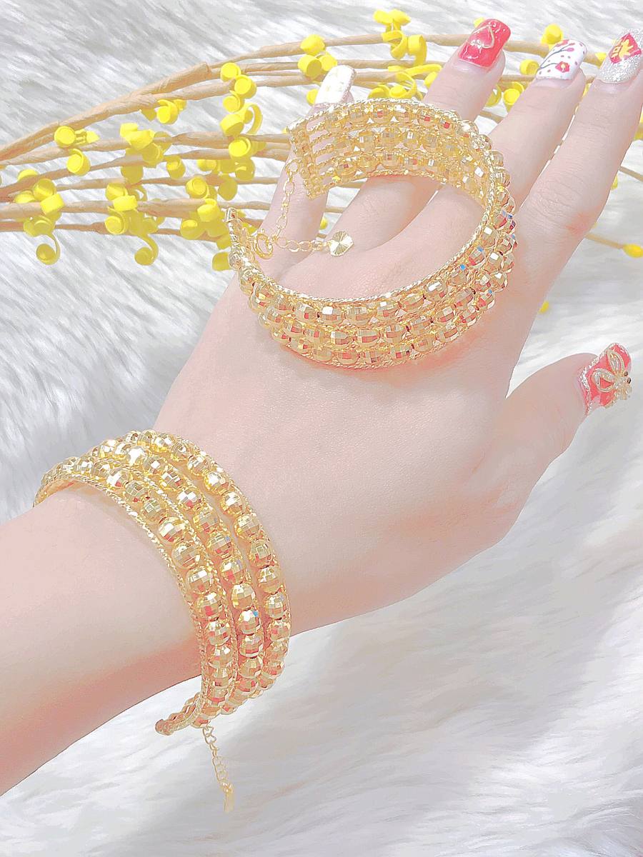 Vòng tay bi 3 tầng nữ mạ vàng 18K cao cấp, thiết kế tinh xảo cao cấp giá rẻ, trang sức hottrendU.vong416