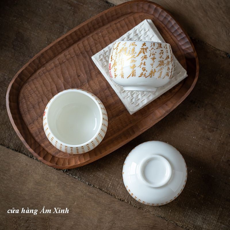 Chén Sứ Cảnh Đức Vẽ Tay, sứ thấu quang (chén chủ 170 ml)