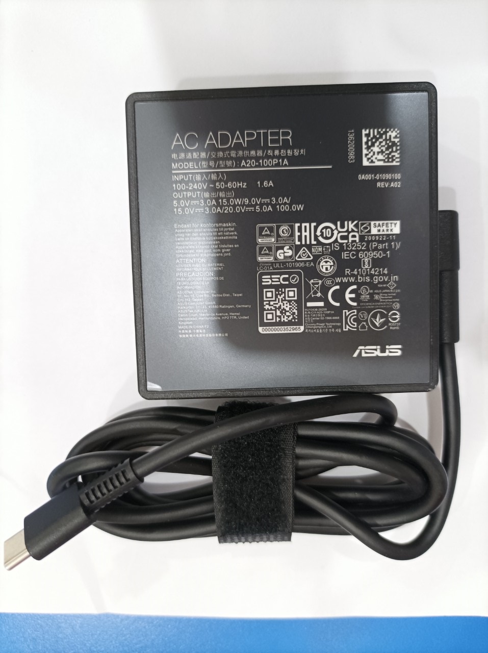 Sạc dành cho laptop asus 100w usb type c charger for asus rog strix scar 15 a20-100p1a adapter