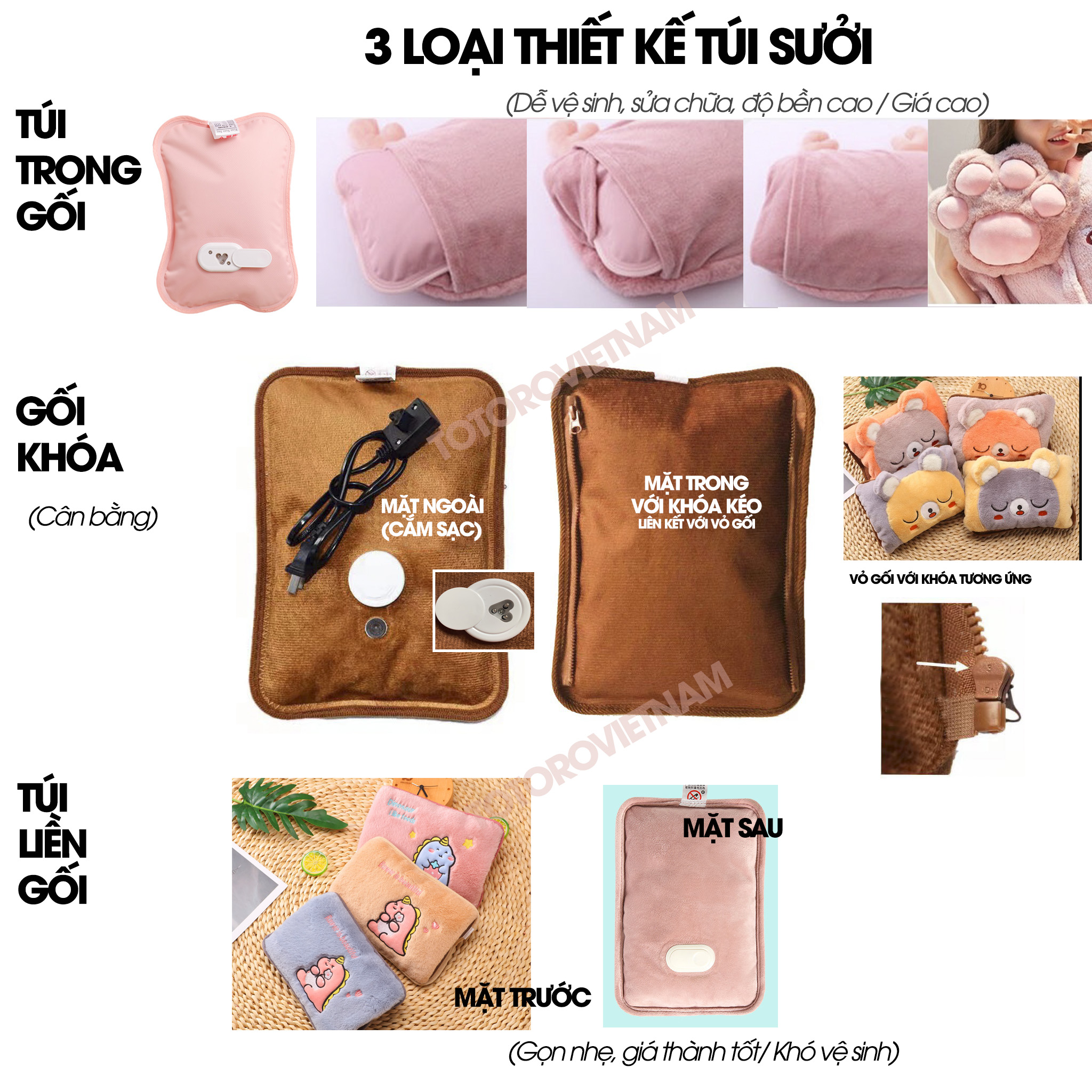 Túi sưởi lông dài mịn Basic Bear Hoa Cúc Nhóc Khủng Long Vịt Con