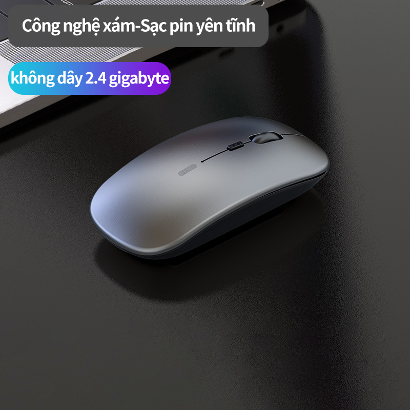 Chuột không dây wireless tự sạc pin siêu /tích hợp pin 2 kiểu dáng mỏng không gây tiếng ồn chuyên dùng cho Máy tính, pc, Laptop